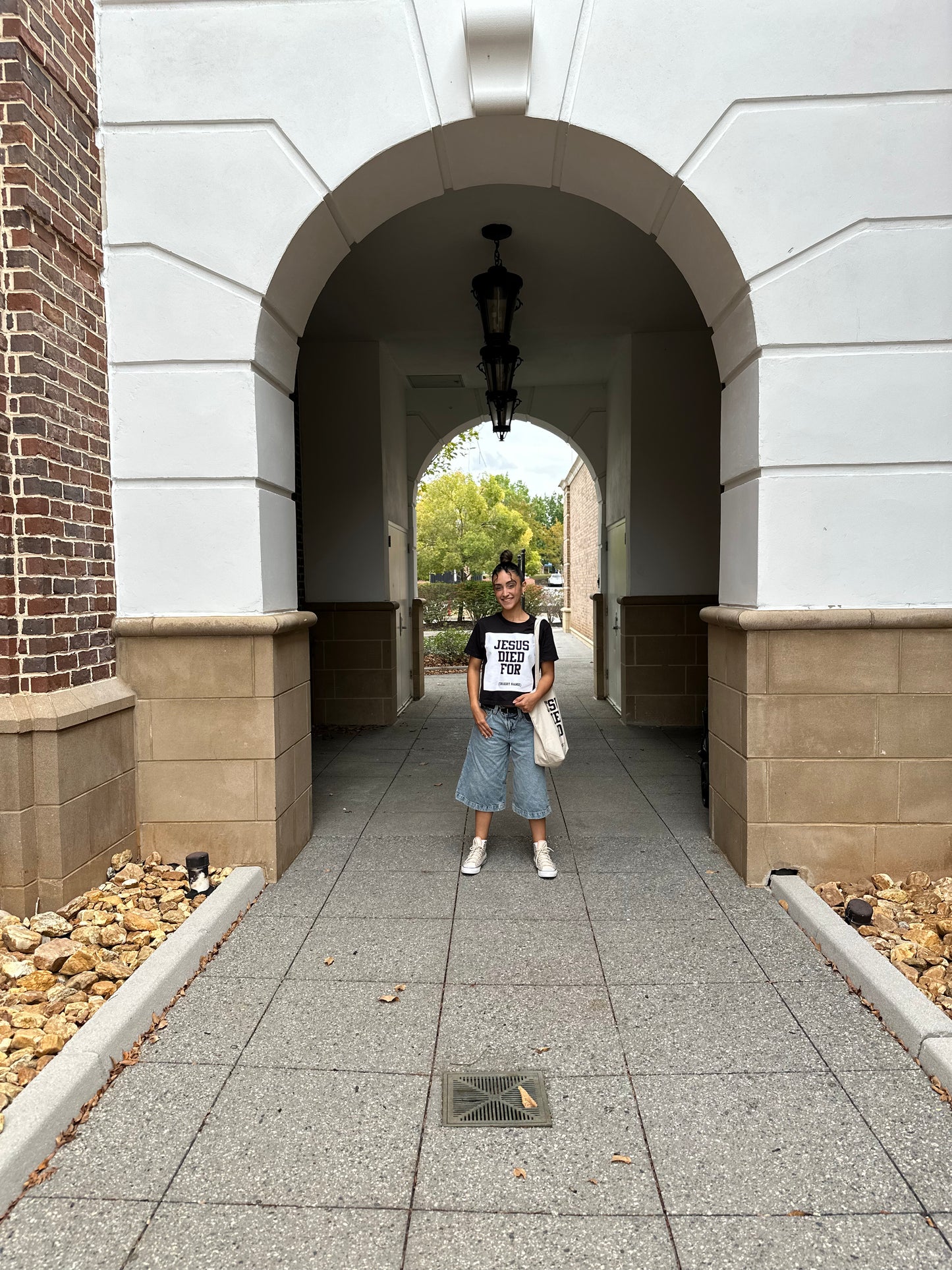 Jesus Died For [ Insert Name] – Cropped Christian Tee (Boxy Fit) WMNS